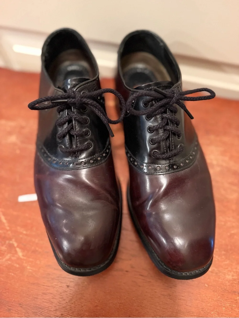 Florsheim Genuine Leather Two-Tone Mens Burgundy and Black Hard shoes